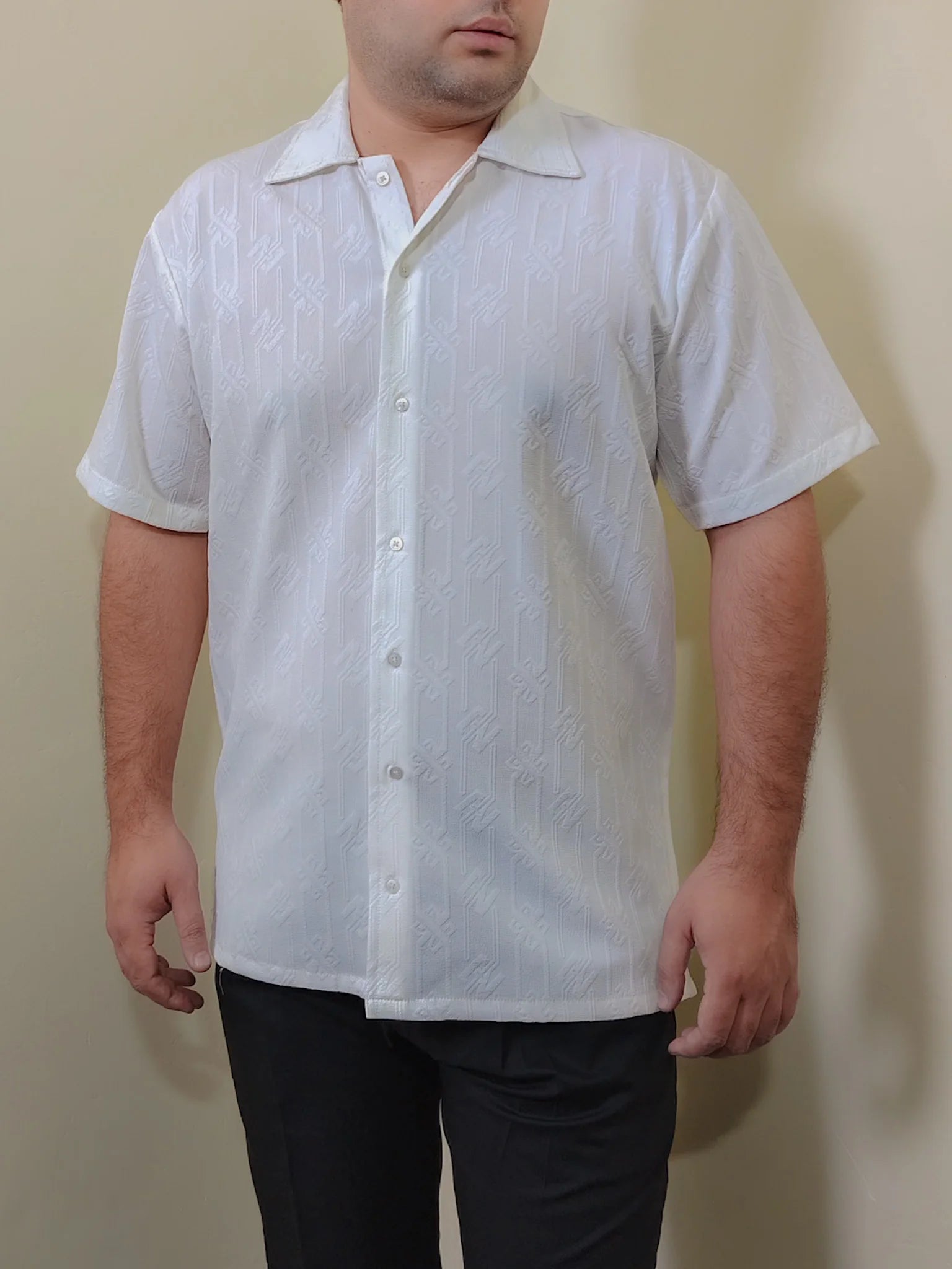 WHITE EMBOSSED CASUAL SHIRT
